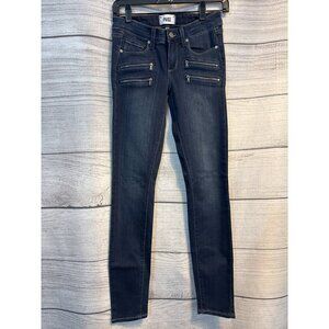 Paige Edgemont Dark Wash Skinny Moto Zipper Denim Jeans Size 24